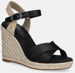 Tommy Hilfiger szandál SATIN HIGH WEDGE ESPADRILLE fekete, FW0FW08602 - fekete Női 41