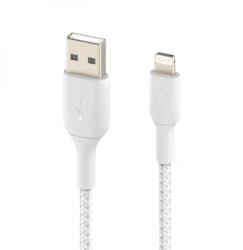 Belkin Cablu Date Belkin Boost Charge Lightning TO USB-A Braided 0.15m Alb (BEL-0201)