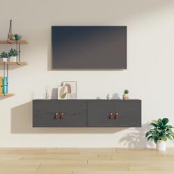 2 db szürke tömör fenyőfa faliszekrény 60 x 30 x 30 cm (79183)