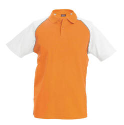 Kariban Férfi galléros póló Kariban KA226 Baseball - Short-Sleeved polo Shirt -2XL, Orange/White
