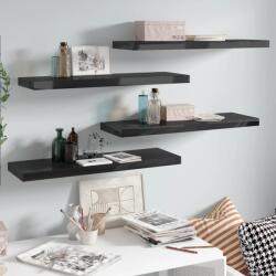  4 db magasfényű fekete mdf fali polc 80 x 23, 5 x 3, 8 cm (29710)