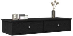  Fekete szerelt fa falipolc fiókokkal 100 x 37, 5 x 19 cm