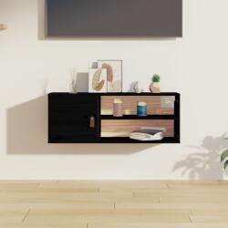 Fekete tömör fenyőfa faliszekrény 80 x 30 x 30 cm (77750)