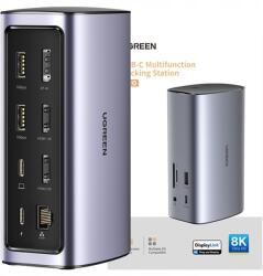 UGREEN Hub 12IN1 Usb C Hdmi Dp RJ45 Aux Sd Tf Dokkoló Állomás Szürke (6957303893256)