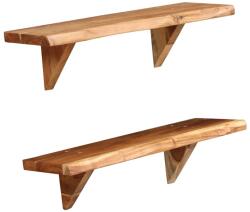 2 db tömör akácfa fali polc 60x20x16 cm