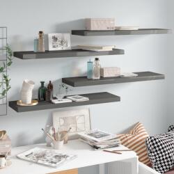 4 db magasfényű szürke mdf fali polc 90 x 23, 5 x 3, 8 cm (29734)