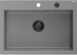 Mexen Elix, 1 tálos gránit mosogató 700 x 500 mm, szürke, fekete szifon, 6526701005-71-B (6526701005-71-B)