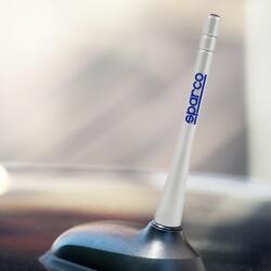 Sparco OPC14160006 autó tetőantenna, 12 cm, ezüst, AM/FM, metrikus menettel, adapterekkel