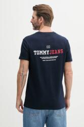 Tommy Jeans pamut póló sötétkék, férfi, nyomott mintás, DM0DM20815 - sötétkék S