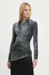 Rick Owens Lilies bársony blúz szürke, sima, LI02D5203VST - szürke 36