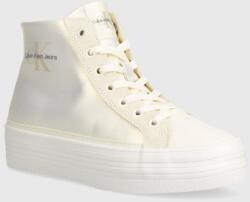 Calvin Klein sportcipő BOLD VULC FLATF MID MIX ML MTR fehér, női, YW0YW01491 - bézs Női 40