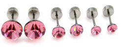 Trium Shine fülbevaló szett - light rose (bepattintós) 8 mm, 5 mm, 4 mm (2025041203)