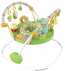 WePro Store babaugró játékközponttal, állítható magasságú, 360 fokban forgó üléssel, hangokkal, fényekkel és interaktív kiegészítőkkel, ideális 6 hónapos kortól, zöld