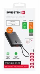 SWISSTEN Powerbanka Voltbox 35W 20000 mAh s USB-C a Lightning káblom - Čierna