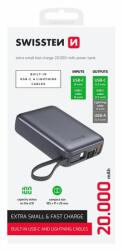 SWISSTEN Powerbanka 20000 mAh s USB-C a Lightning káblom - Vesmírna šedá