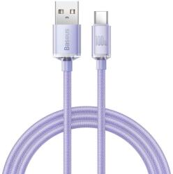 Baseus CAJY000405 Crystal Shine sorozatú adatkábel USB - USB-C 100 W 1, 2 m lila