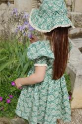 Konges Sløjd gyerek pamutruha COEUR LACE DRESS GOTS zöld, mini, harang alakú, KS102650 - türkiz 92