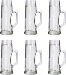  Halba de bere, Pahare bere, Cana bere set 6, Premium, cu nervuri - 0, 5 litri Pahar