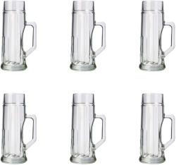  Halba de bere, Pahare bere, Cana bere set 6, Premium, cu nervuri - 0, 3 litri Pahar