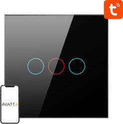 Avatto ZigBee Avatto ZTS02-EU-B3 hármas érintőkapcsoló TUYA (fekete) (ZTS02-EU-B3) - blacktip