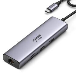 UGREEN Hub USB-C UGREEN CM512, 2 x USB-A 3.0, 1 x USB-C, 1 x HDMI, 1 x SD, 1 x microSD, RJ45 (Gri)