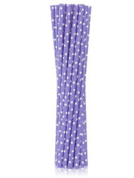  Lila Purple Dots papír szívószál 12 db-os (MLG124118) - pepita