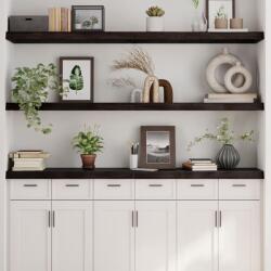  Sötétbarna kezelt tömör tölgyfa fali polc 180 x 40 x (2-6) cm (243546)
