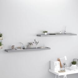 2 db szürke mdf fali polc 120 x 23, 5 x 3, 8 cm (29799)
