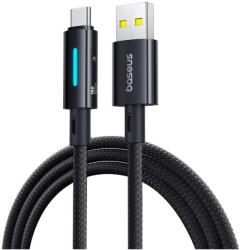 Baseus Lit gomb-vezérléses gyorstöltő adatkábel USB-A to USB-C 100W 1m kozmikus fekete
