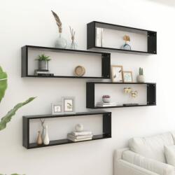  4 db fekete forgácslap fali polc 100 x 15 x 30 cm (39853)
