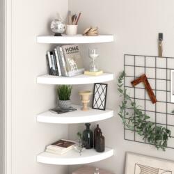  4 db magasfényű fehér mdf lebegő sarokpolc 35 x 35 x 3, 8 cm (29840)