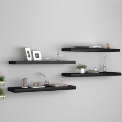 4 db fekete mdf fali polc 80 x 23, 5 x 3, 8 cm (29773)