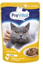 PreVital Macskaeledel, alutasakos, felnőtt macskáknak, 100 g, PREVITAL, csirke aszpikban 032-003-000-0013 (032-003-000-0013)