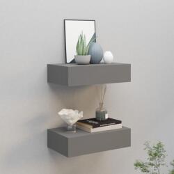 2 db szürke falra szerelhető fiókos polc 40 x 23, 5 x 10 cm (31505)