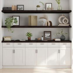  Sötétbarna kezelt tömör tölgyfa fali polc 220 x 60 x (2-6) cm