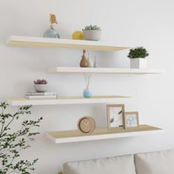 4 db fehér-tölgyszínű mdf lebegő fali polc 120 x 23, 5 x 3, 8 cm (30700)