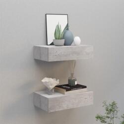  2 db betonszürke fiókos fali polc 40 x 23, 5 x 10 cm (31511)