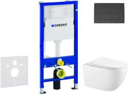 Geberit Duofix - Előfali szerelő készlet, Gaia WC és softclose ülőke, Delta50 vezérlőgomb, matt fekete SANI11CA5118 (SANI11CA5118)
