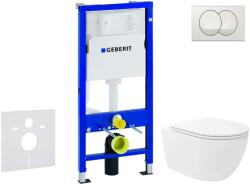Geberit Duofix - Előfali szerelő készlet, Oudee Vortex WC és softclose ülőke, Delta vezérlőgomb, fehér SANI11CA3191 (SANI11CA3191)
