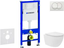 Geberit Duofix - Előfali szerelő készlet, kompakt WC Oudee Vortex és softclose ülőke, Delta vezérlőgomb, fehér SANI11CA3169 (SANI11CA3169)