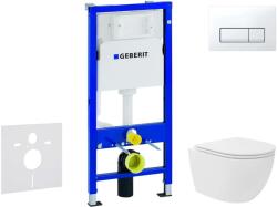 Geberit Duofix - Előfali szerelő készlet, kompakt WC Oudee Vortex és softclose ülőke, Delta50 vezérlőgomb, alpesi fehér SANI11CA3170 (SANI11CA3170)
