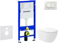 Geberit Duofix - Előfali szerelő készlet, Oudee Vortex WC és softclose ülőke, Delta vezérlőgomb, fehér SANI11CA3180 (SANI11CA3180)