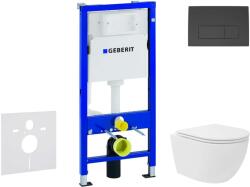 Geberit Duofix - Előfali szerelő készlet, Oudee Vortex kompakt WC és softclose ülőke, Delta50 vezérlőgomb, matt fekete SANI11CA5143 (SANI11CA5143)