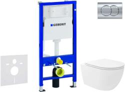 Geberit Duofix - Előfali szerelő készlet, Oudee Vortex WC és softclose ülőke, Delta01 vezérlőgomb, fényes króm SANI11CA1156 (SANI11CA1156)