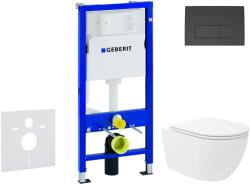 Geberit Duofix - Előfali szerelő készlet, Oudee Vortex WC és softclose ülőke, Delta50 vezérlőgomb, matt fekete SANI11CA5155 (SANI11CA5155)