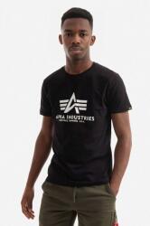 Alpha Industries pamut póló Basic T-Shirt fekete, nyomott mintás - fekete XL