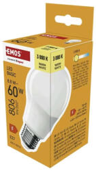 EMOS LED izzó Basic A60 / E27 / 8, 8 W (60 W) / 806 lm / Meleg fehér ZL5F47 (ZL5F47)