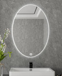 Global Viva Viva AURA PINO 60 fürdőszoba tükör - érintőkapcsolóval - AMBIENT LED - ELIPSZIS -ÁLLÓ - 60x80 cm (83440008) - globalvivamarket