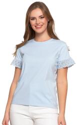 Moraj Tricou de damă din bumbac albastru cu dantelă pe mâneci, XL
