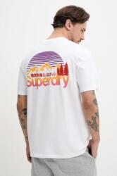 Superdry pamut póló fehér, férfi, nyomott mintás, M1012175A-01C - fehér L